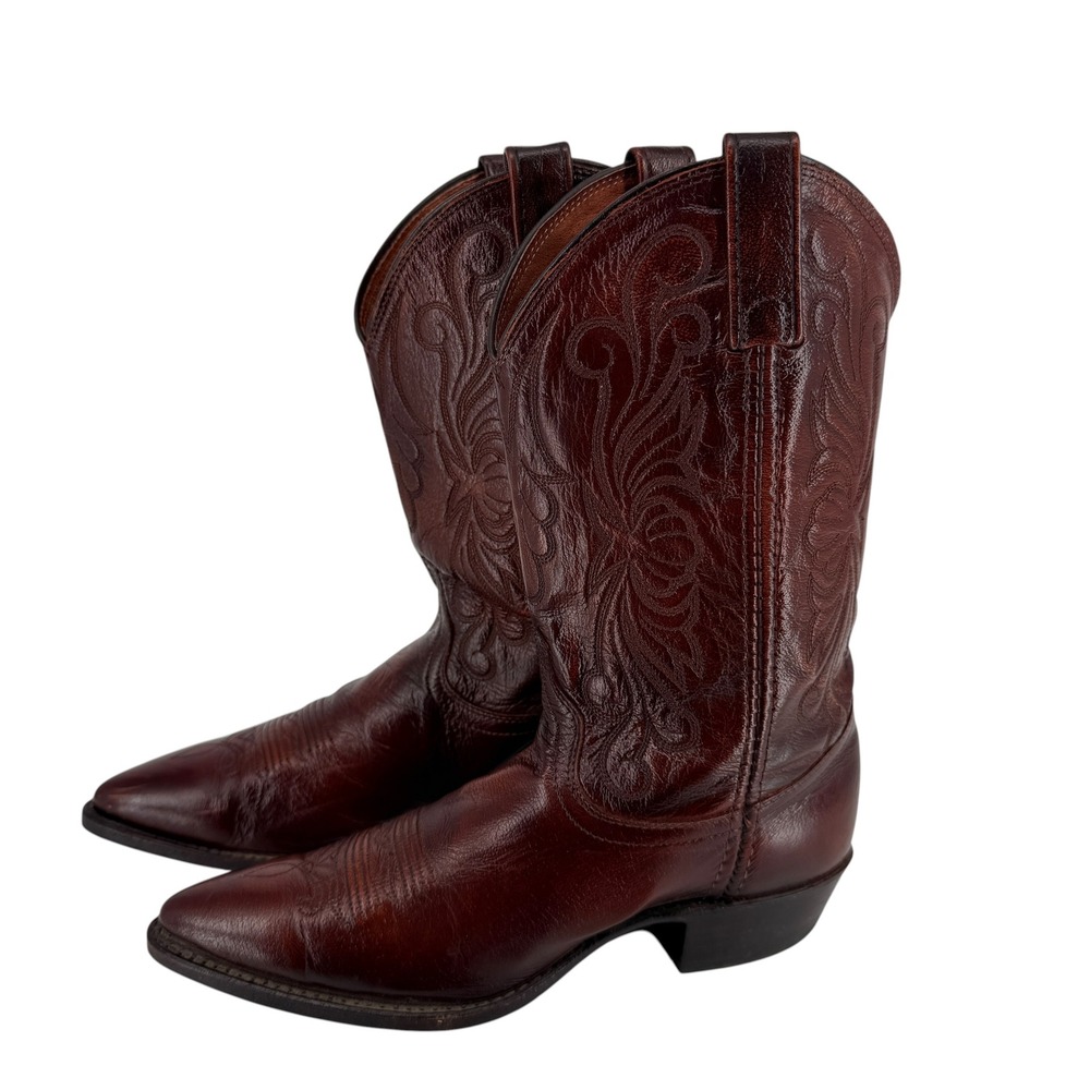 Dan Post VTG 90s Western Cowboy Boots Womens Size 8M Mahogany Brown Leather USA